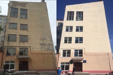 ремонт фасада здания на высоте